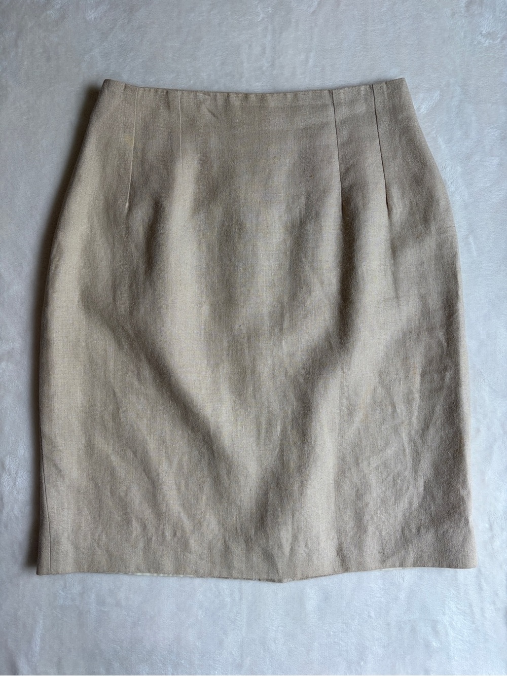 Vintage Carol Horn Workshop Linen Pencil Skirt – Beige‎ / Oatmeal - Size 8